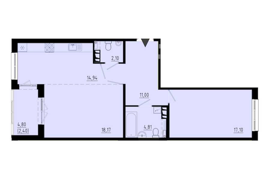 Однокомнатная квартира в : площадь 68.9 м2 , этаж: 2 – купить в Санкт-Петербурге